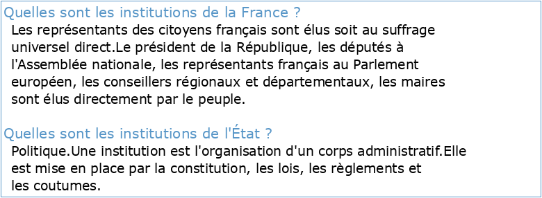 Les institutions françaises