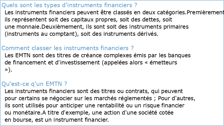 CHAPITRE 5 Instruments financiers marchés