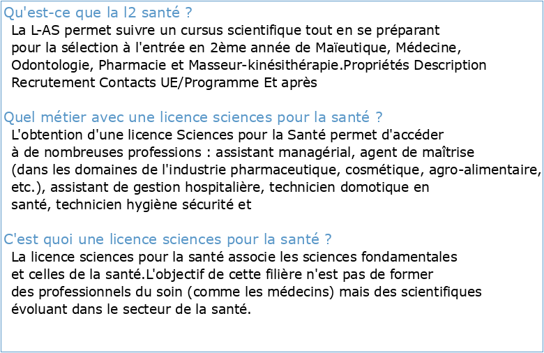 Licence Sciences pour la santé (L2/L3)