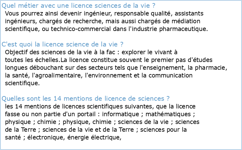 Licence Mention Sciences de la Vie