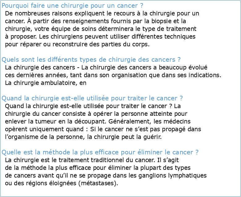 Chirurgie et cancers