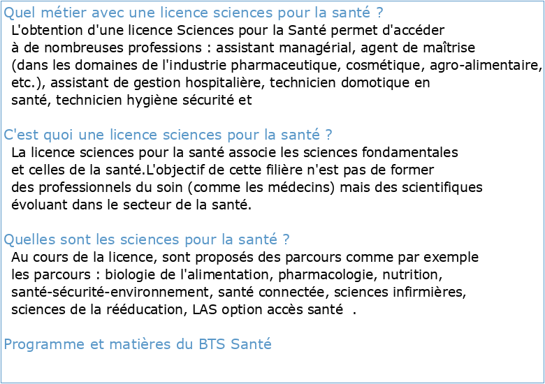 Licence 1 Sciences pour la Santé