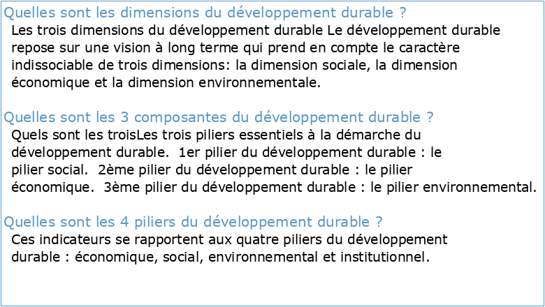Les dimensions territoriales du développement durable