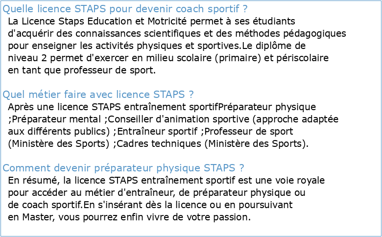 Licence STAPS Entrainement sportif