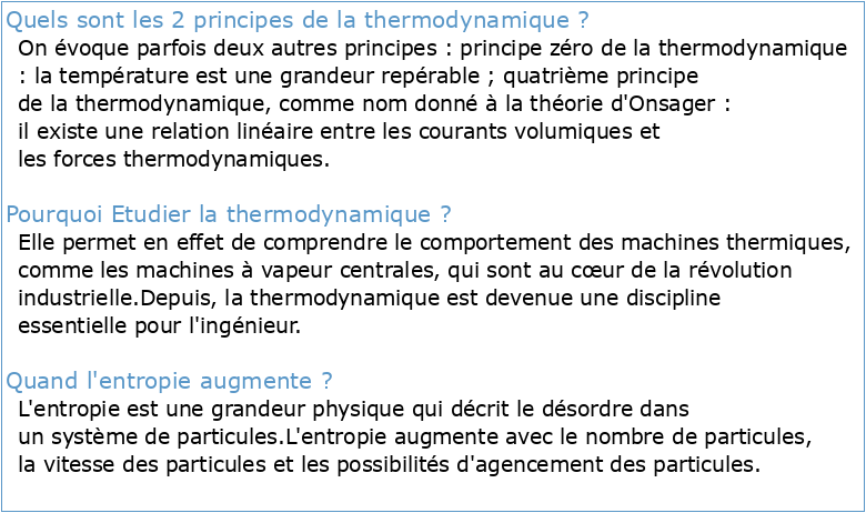 Cours de Thermodynamique PeiP 2 Polytech' Paris