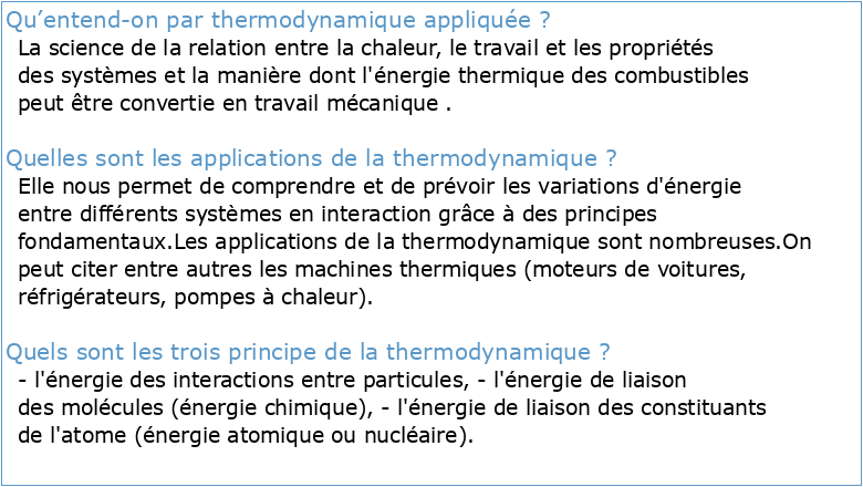 Thermodynamique Appliquée