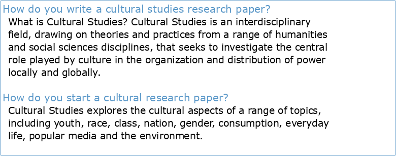 Writing a Research Paper Cultural Studies