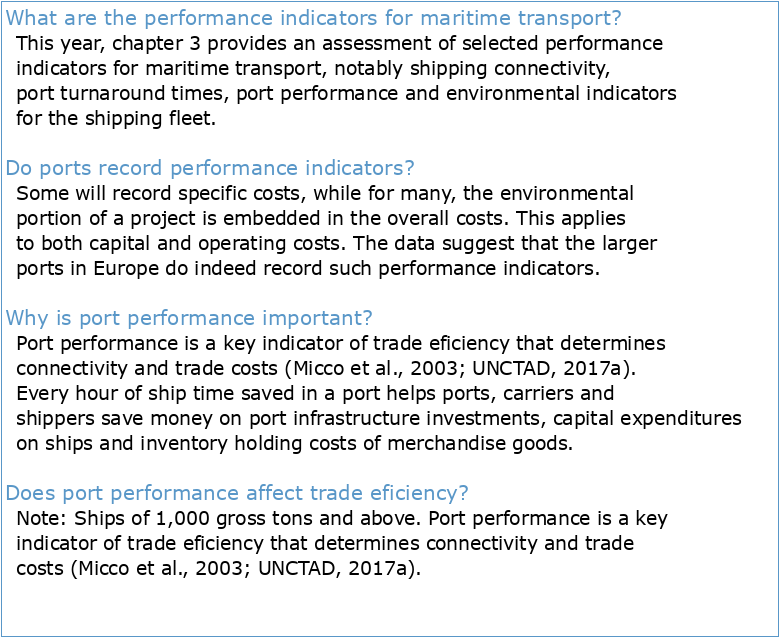 Key performance indicators for ports and the shipping fleet