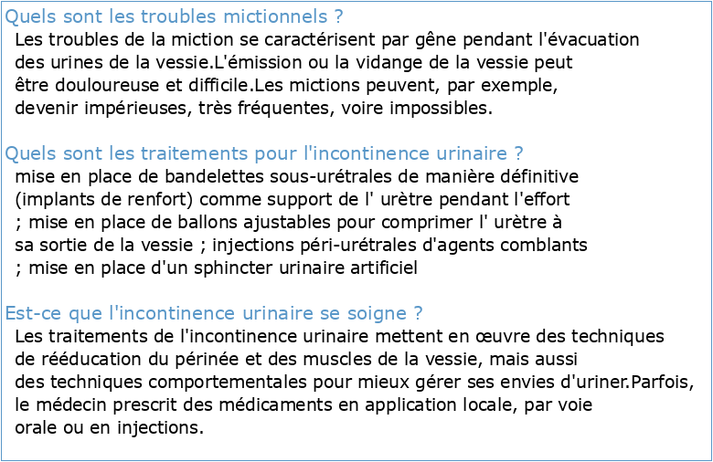 ITEM 125 (ex-121) : TROUBLES DE LA MICTION ET INCONTINENCE