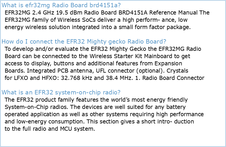 EFR32MG 24 GHz 195 dBm Radio Board BRD4151A Reference