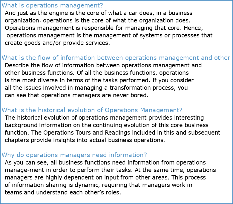 Chapter 1 An Introduction to Operations Management