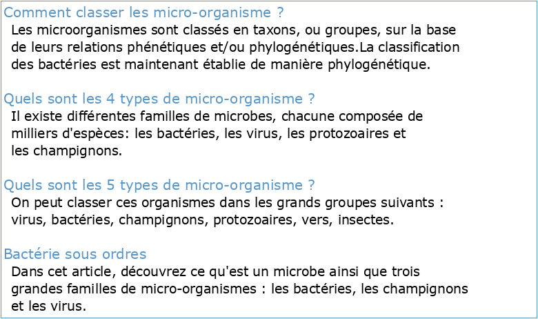 Chapitre I : Classification des microorganismes