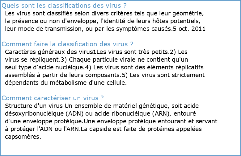 Classification et nomenclature des virus
