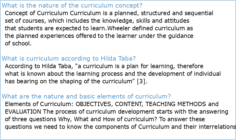 CHAPTER 1 The Nature of Curriculum