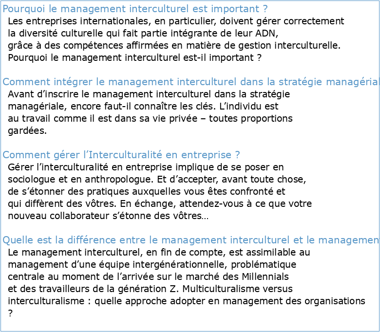 Les cultures d'entreprise et le management interculturel