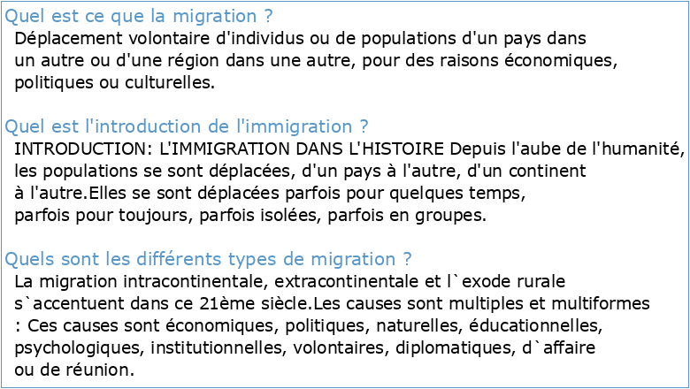 Document de cours – Introduction au concept de migration