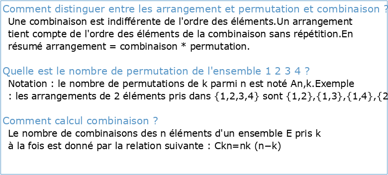 Unité E Permutations combinaisons et théorème du binôme