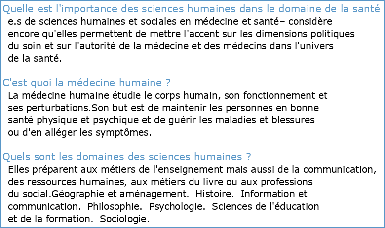 Médecine et sciences humaines