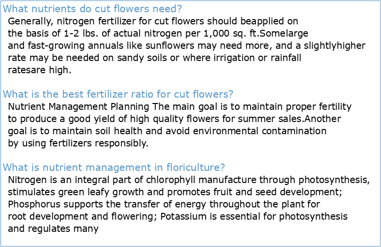 Nutrient Management Recommendations for Commercial Cut Flower