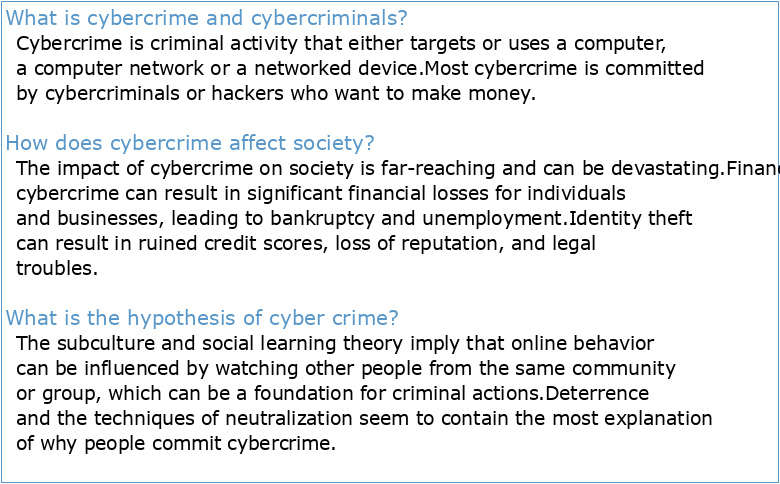Cybercrime and Cybercriminals: A Comprehensive Study