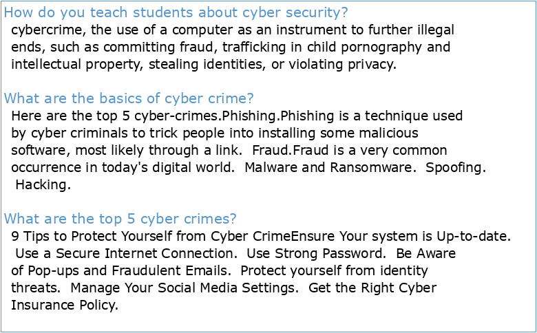 Cybercrime TEACHING GUIDE
