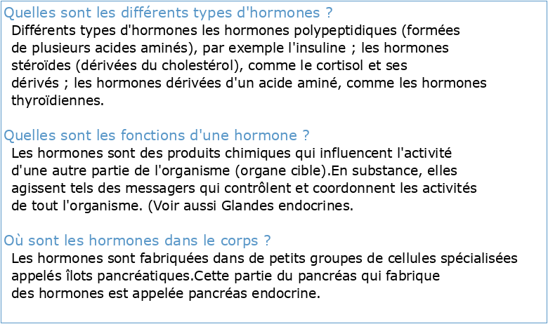 Liste des hormones et leurs fonctions pdf
