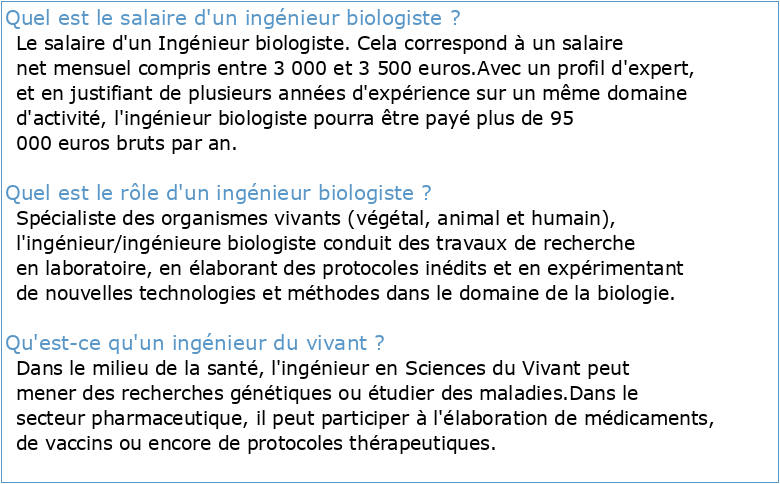 BAP A Sciences du vivant Ingénieur biologiste en laboratoire