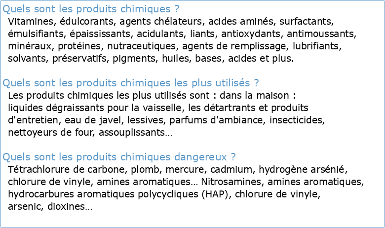 Liste des produits chimiques