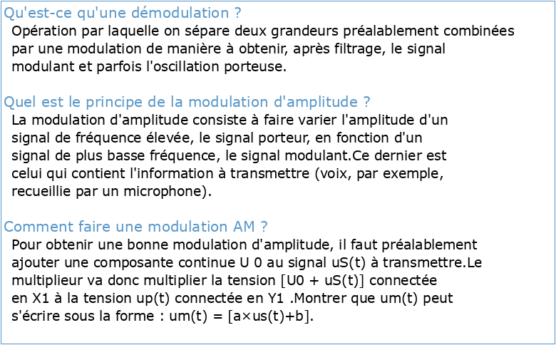 Modulation d'amplitude et démodulation
