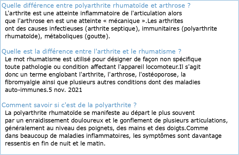 Polyarthrite arthrose ou rhumatisme ?