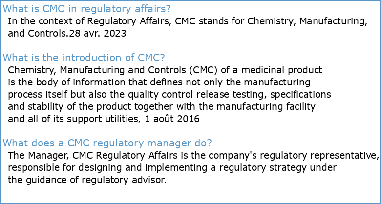 Introduction to CMC Regulatory Affairs