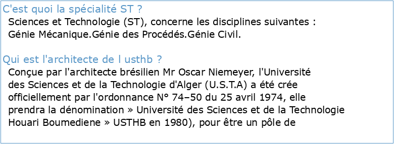 Université des Sciences et Technologie Houari Boumediene