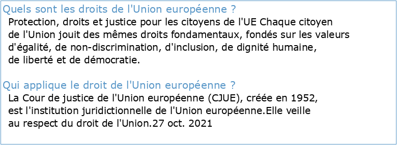 Le droit de lUnion Européenne