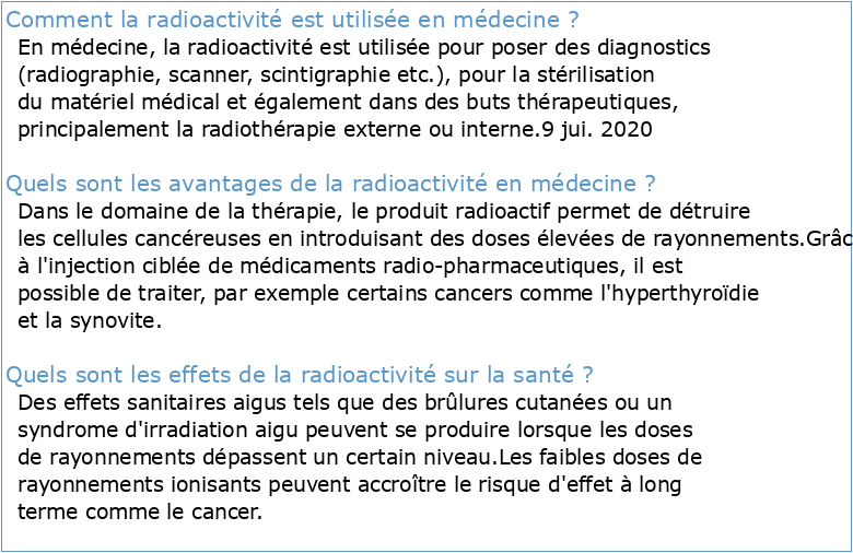 Médecine et radioactivité : tout ce qu'il faut savoir