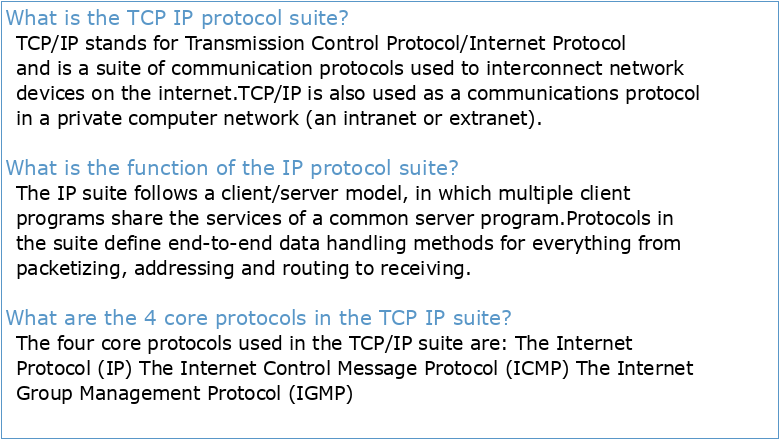 THE TCP/IP PROTOCOL SUITE