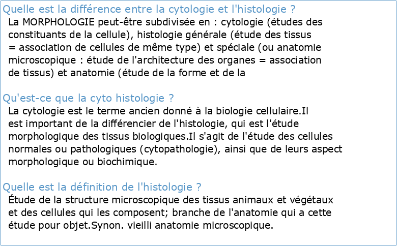 MD1006 Cytologie et histologie générales