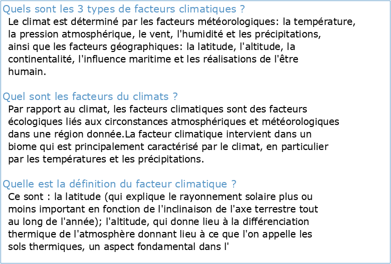 TD N°3 : L'atmosphère et les facteurs climatiques