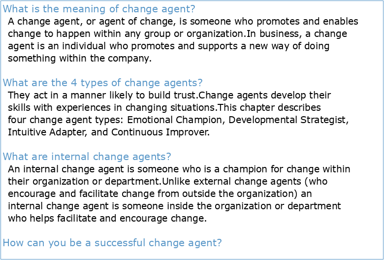 Meaning of Change Agents within Organizational Change