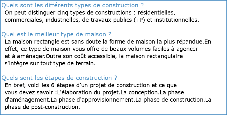 MODELES TYPES DE CONSTRUCTION