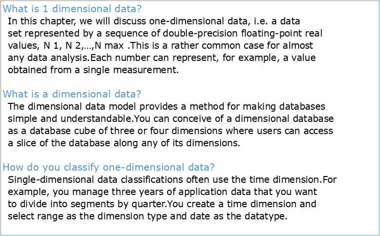 1 Dimensional Data Design