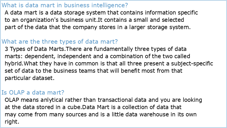 Dynamic Data Mart for Business Intelligence