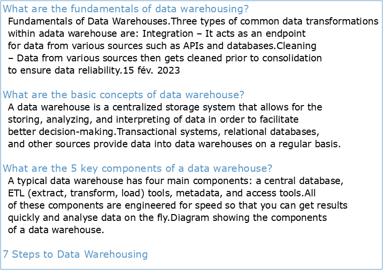 Fundamentals of Data Warehousing