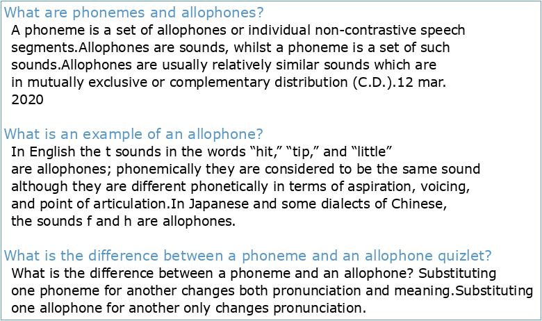 Phonemes and Allophones