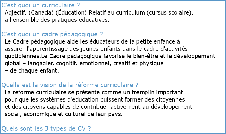 CADRE CURRICULAIRE