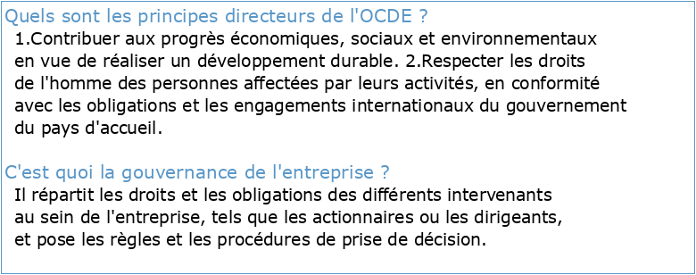 Lignes directrices de l'OCDE sur la gouvernance des entreprises