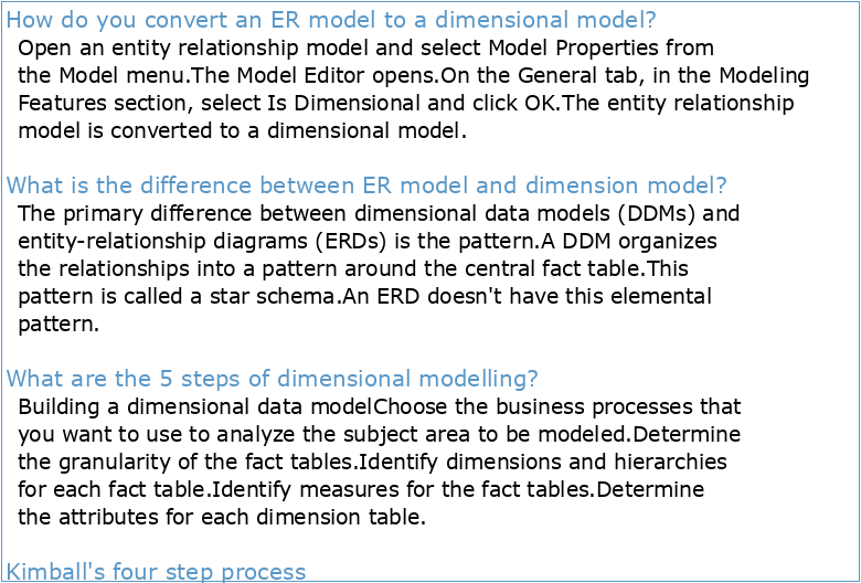 From Enterprise Models to Dimensional Models: A Methodology