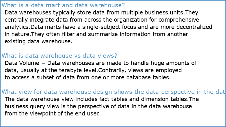 Data Warehouses and Data Marts: A Dynamic View
