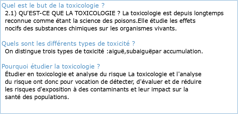 Introduction à la toxicologie