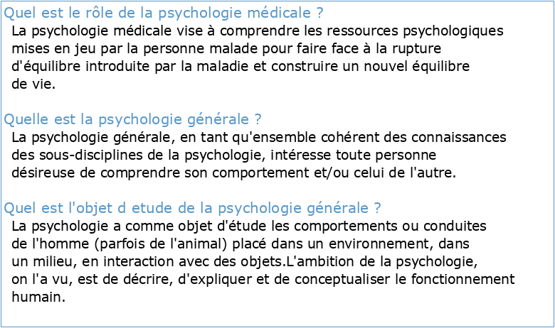 Psychologie générale et médicale