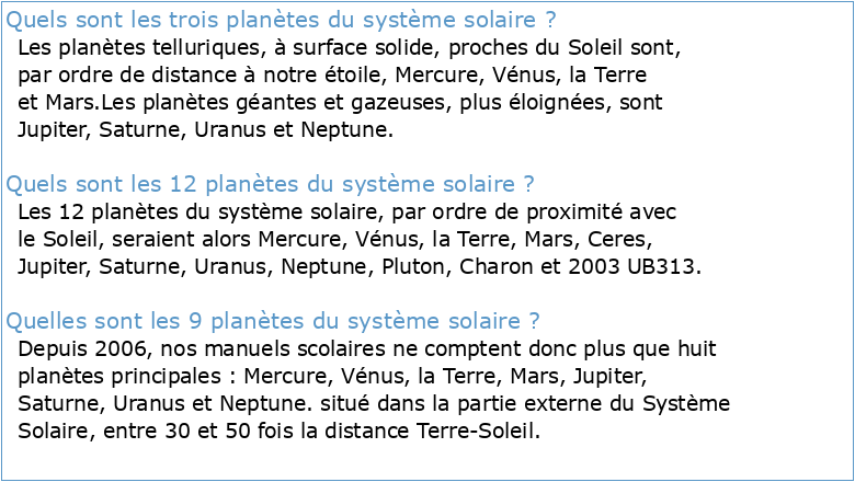 3) Les planètes du système solaire